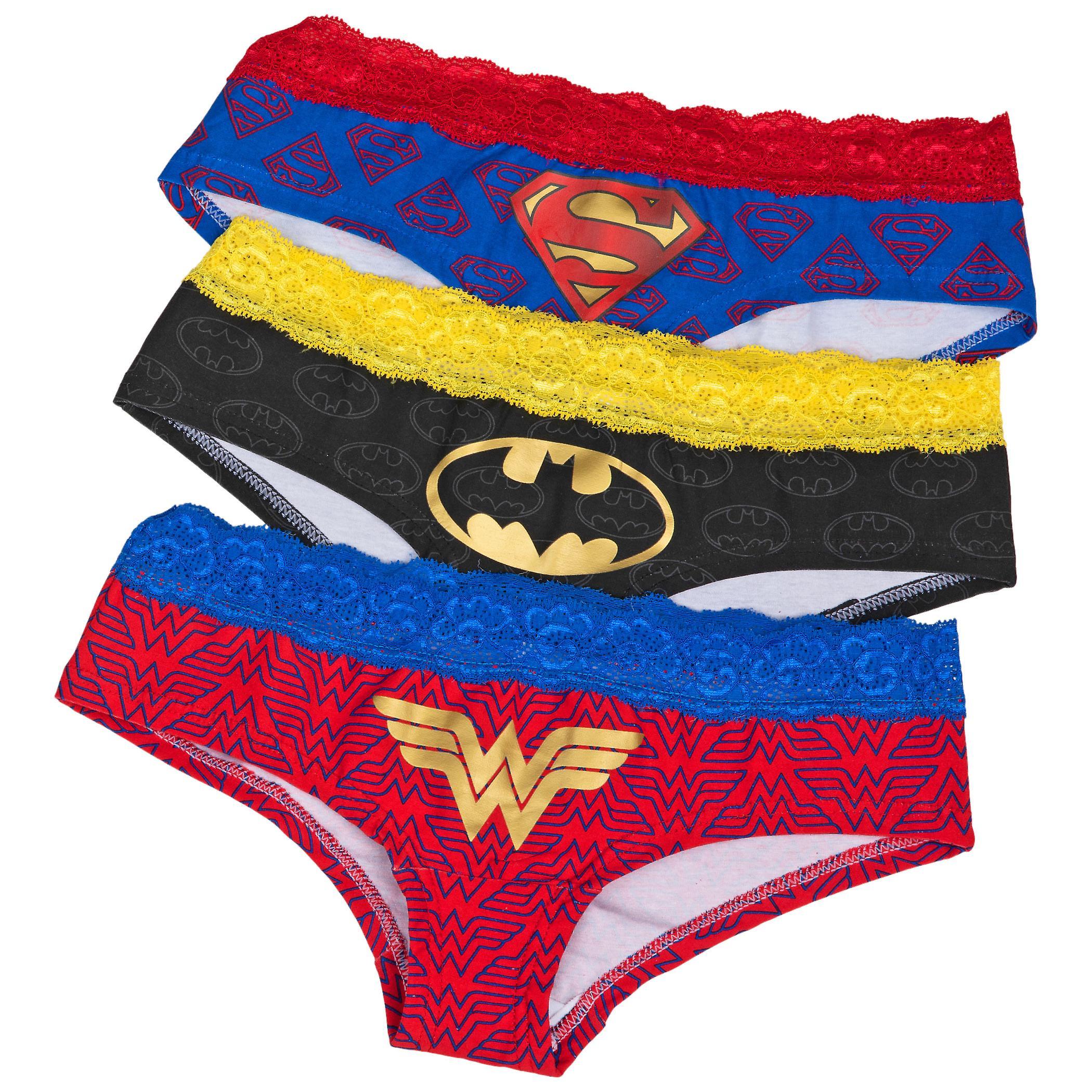 DC Comics Superhero Lace 3 Pair Pack of Hipster Panties Multi-Color Medium