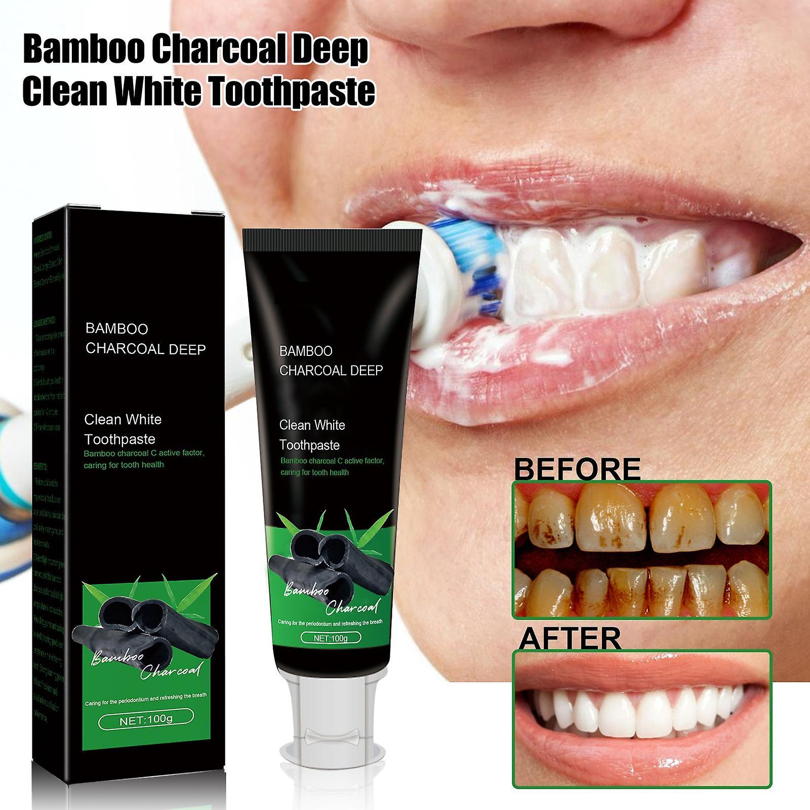 Fongwan Bamboo Charcoal Deep Toothpaste,brightening Toothpaste With Activated Carbon, Clean White Toothpaste, Remove Tooth Stains 1Pcs