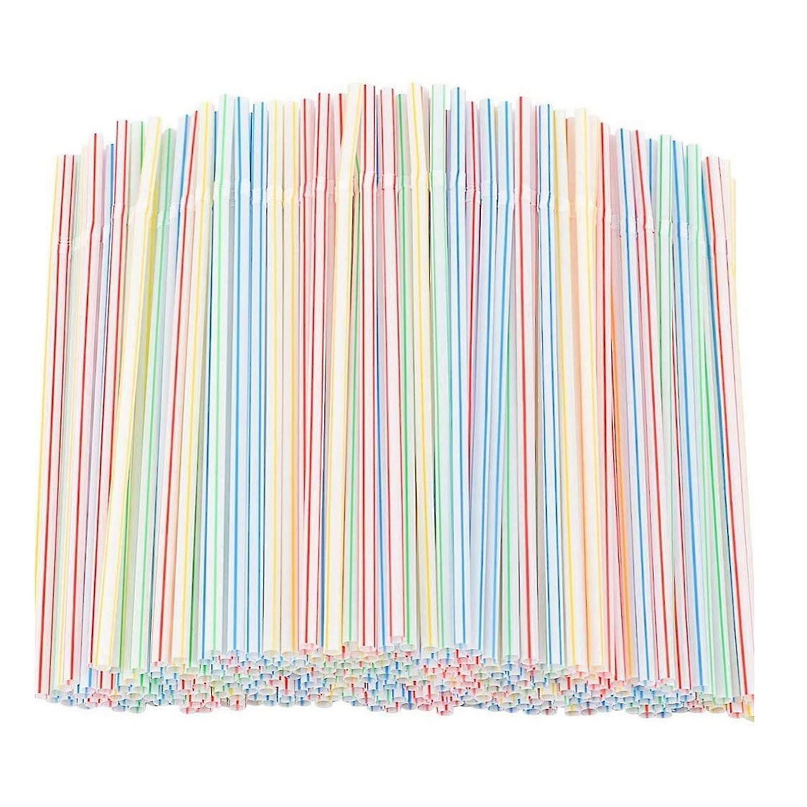 unbrand 500pcs Plastic Drinking Straws 8 Inches Long Aed Striped Bedable A