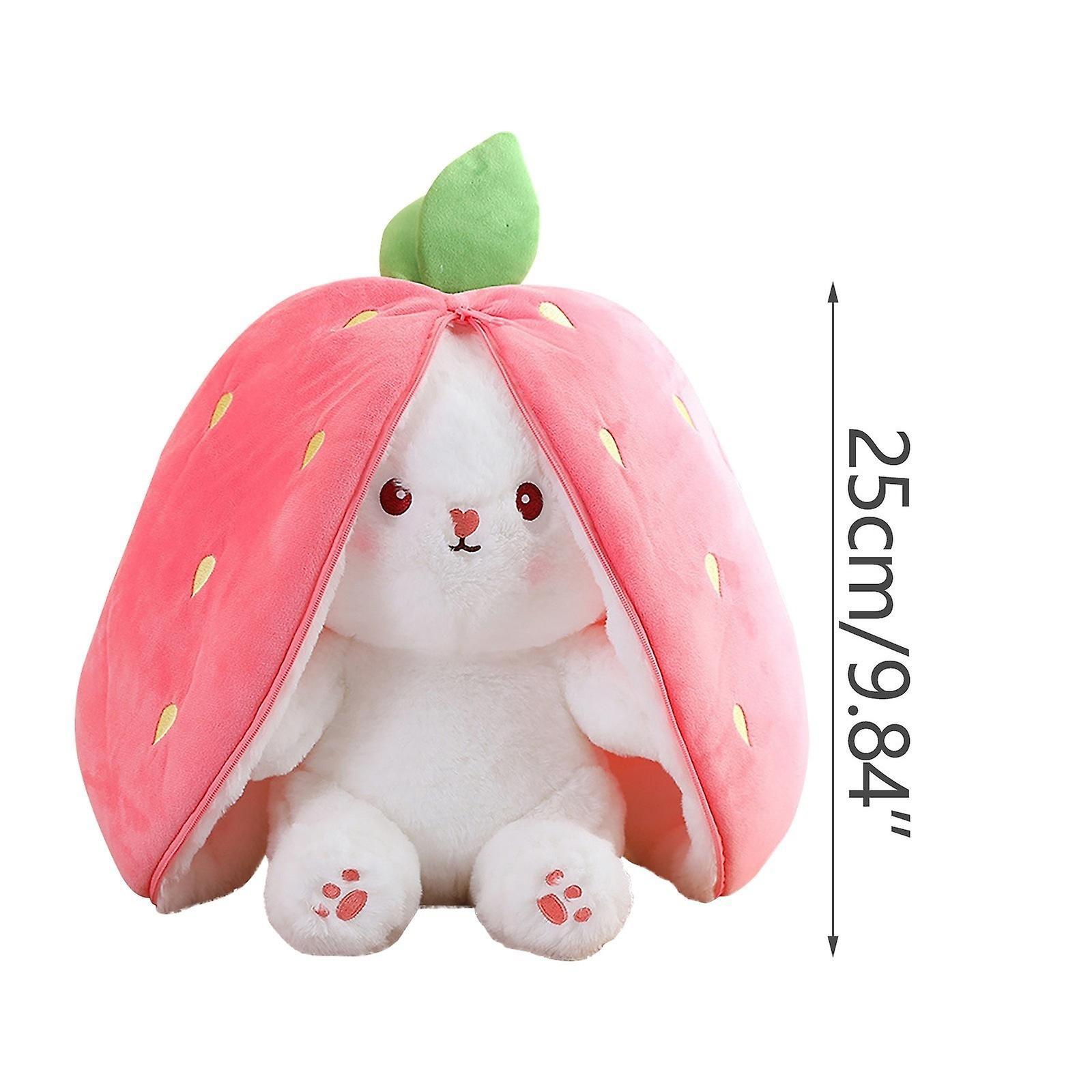 Unbrand Animal Toys Easter Stuffed Cute Bunny Turn Into Rabbit Fruit Doll Carrot Strawberry Cute Bunny Doll Plush Toy B