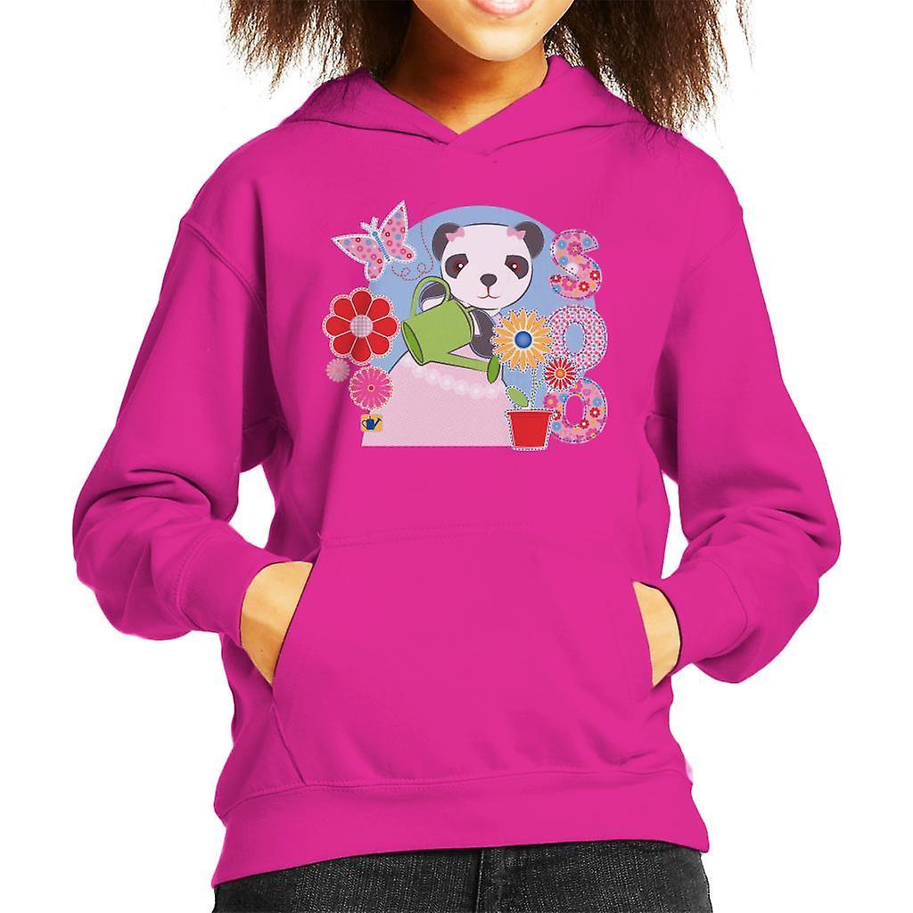 Sooty Soo Watering Flowers Kid's Hooded Sweatshirt Hot Pink Medium (7-8 yrs)