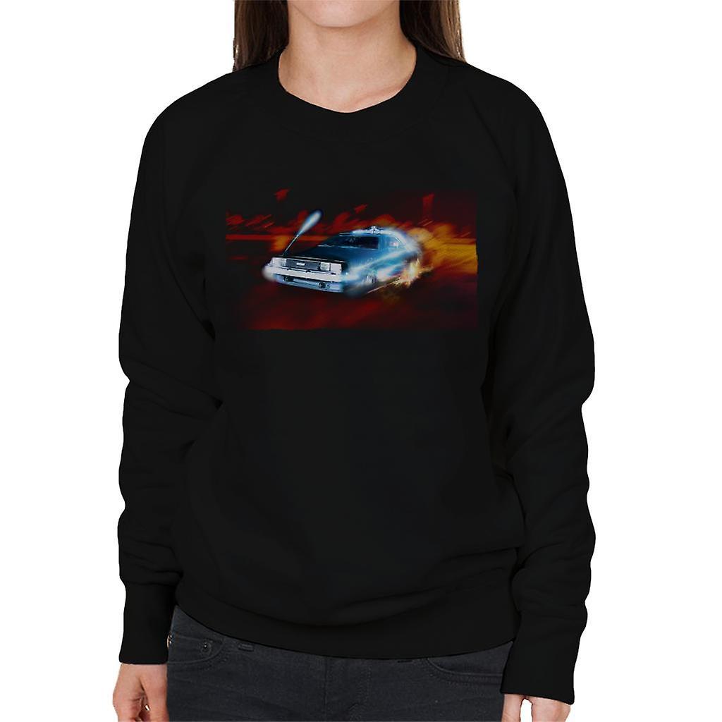 Back to the Future Delorean Electric Charged Take Off Women's Sweatshirt Black Large