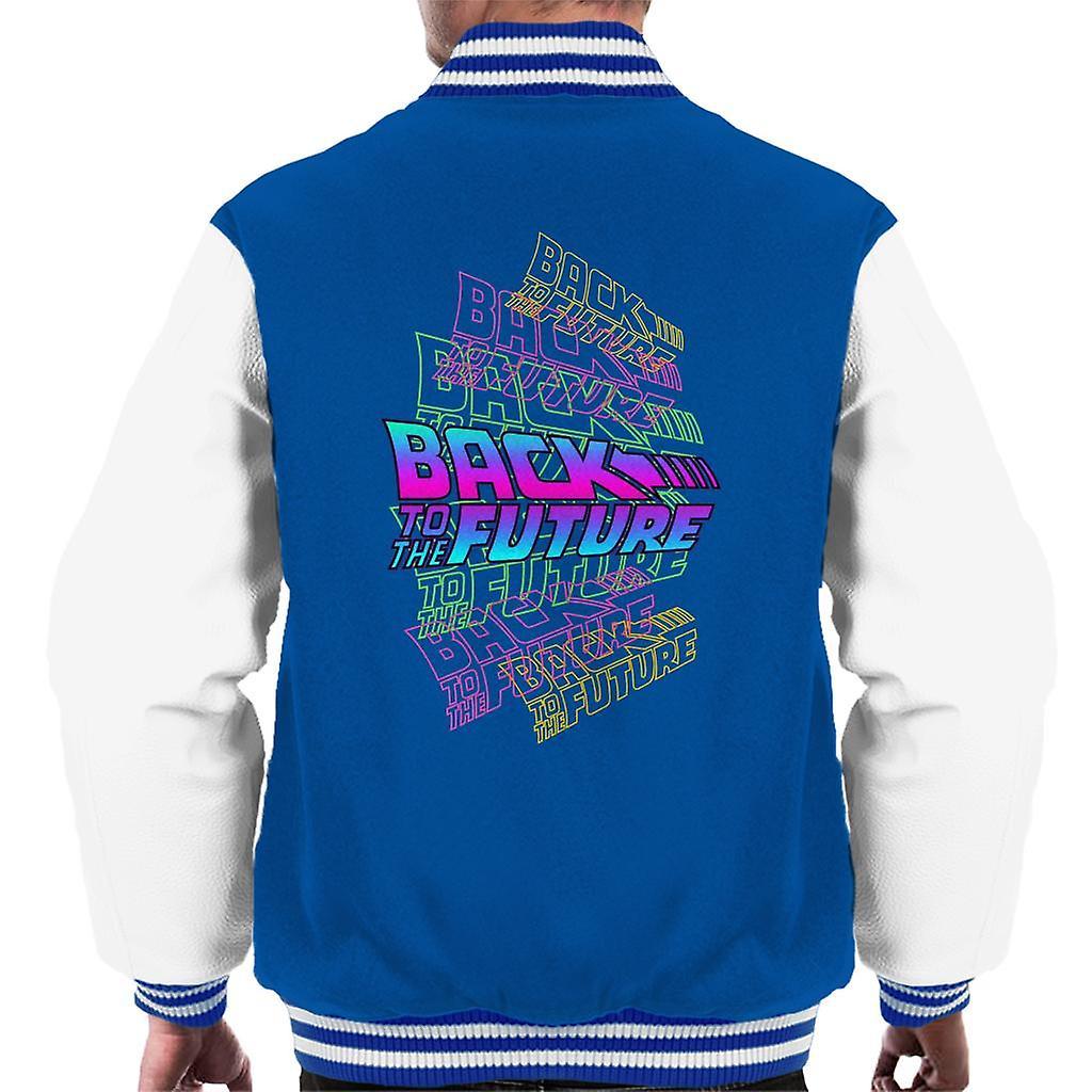 Back to the Future Logo Montage Men's Varsity Jacket Royal/White XX-Large