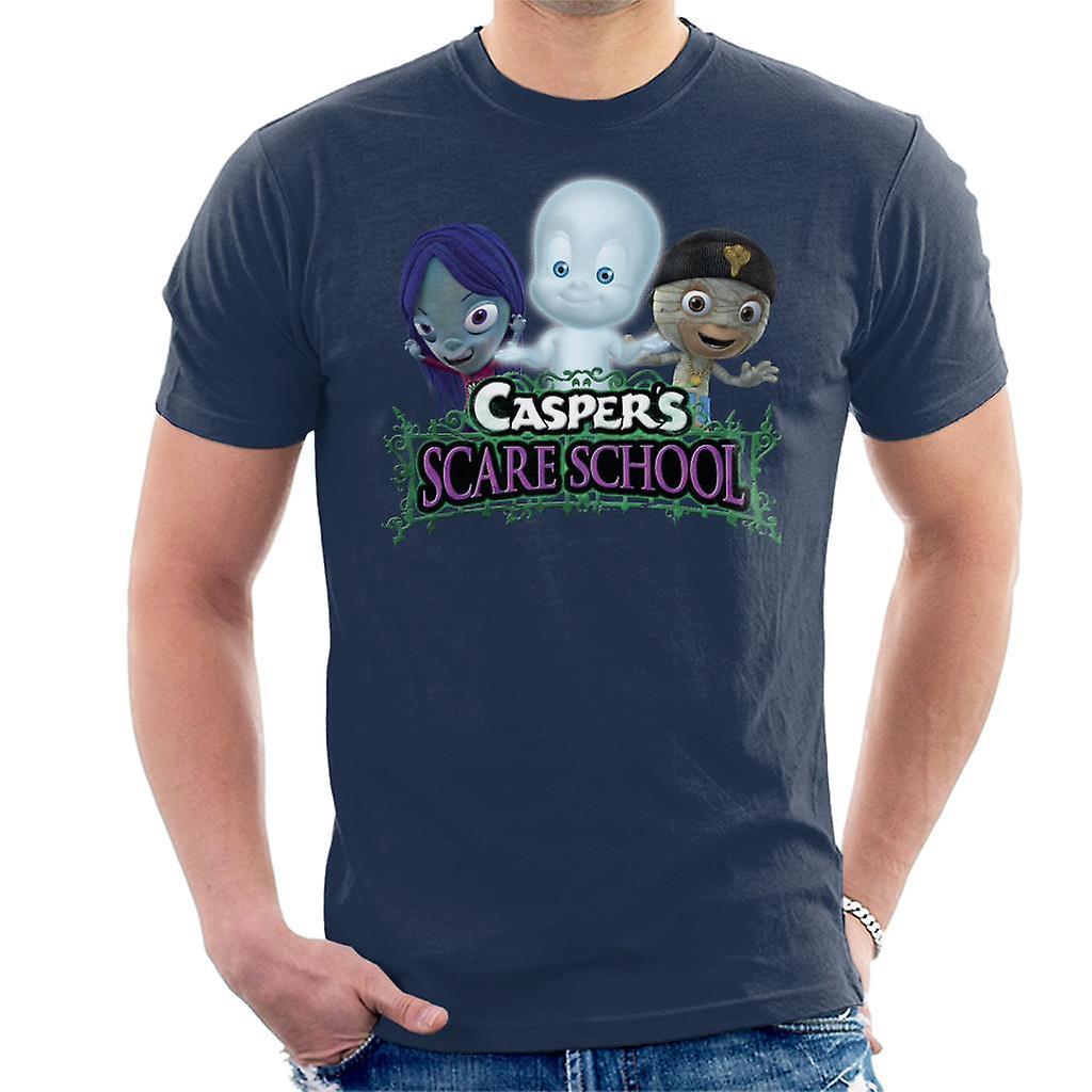 Casper The Friendly Ghost Scare School Men's T-Shirt Navy Blue Small