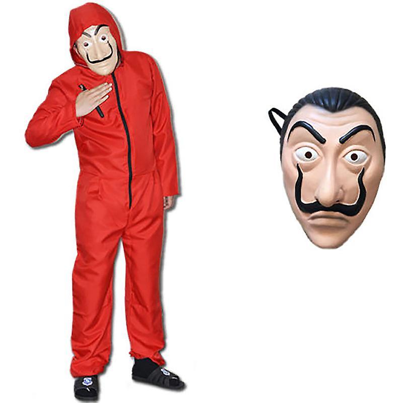 Manchalk Money Heist Bank Robber Cosplay Costume La Casa De Papel House Of Paper Mask Costume and Mask M