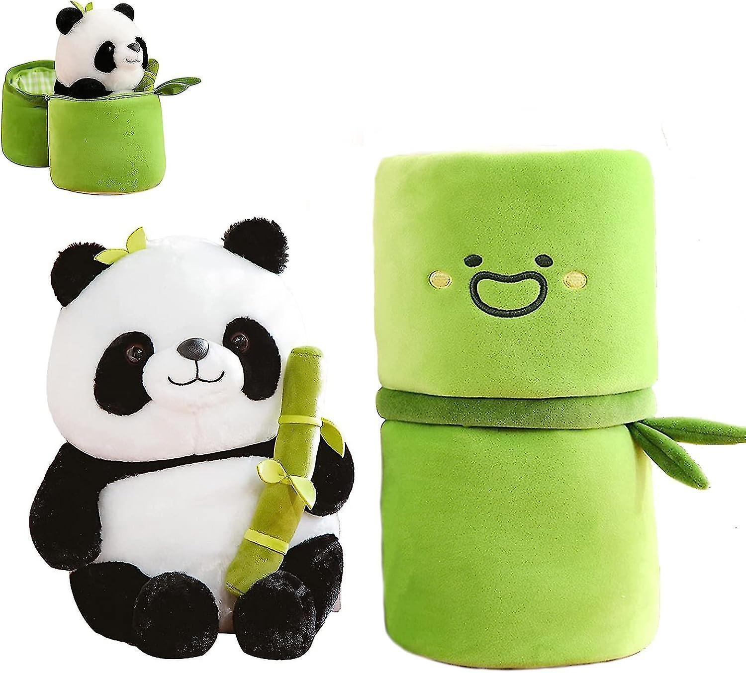 Elciaicle Panda Stuffed Animal, 9.8 Stuffed Panda Bear Plushies Holding Bamboo, Cute Panda In Bamboo Plush Toys Gifts For Kids&girls