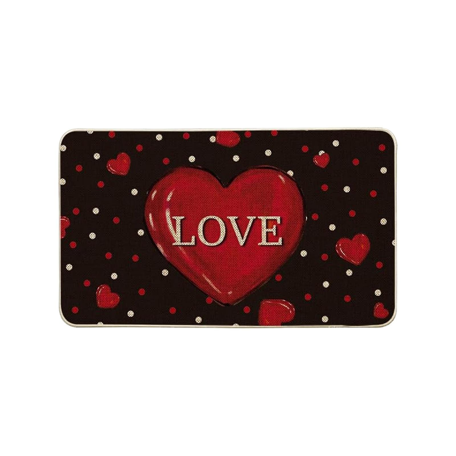 unbrand Valentine Day Living Room Bedroom Straight Plush Carpet Floor Mats Bathroom Absorbent Non-slip Mats Kitchen Foot Mats Red