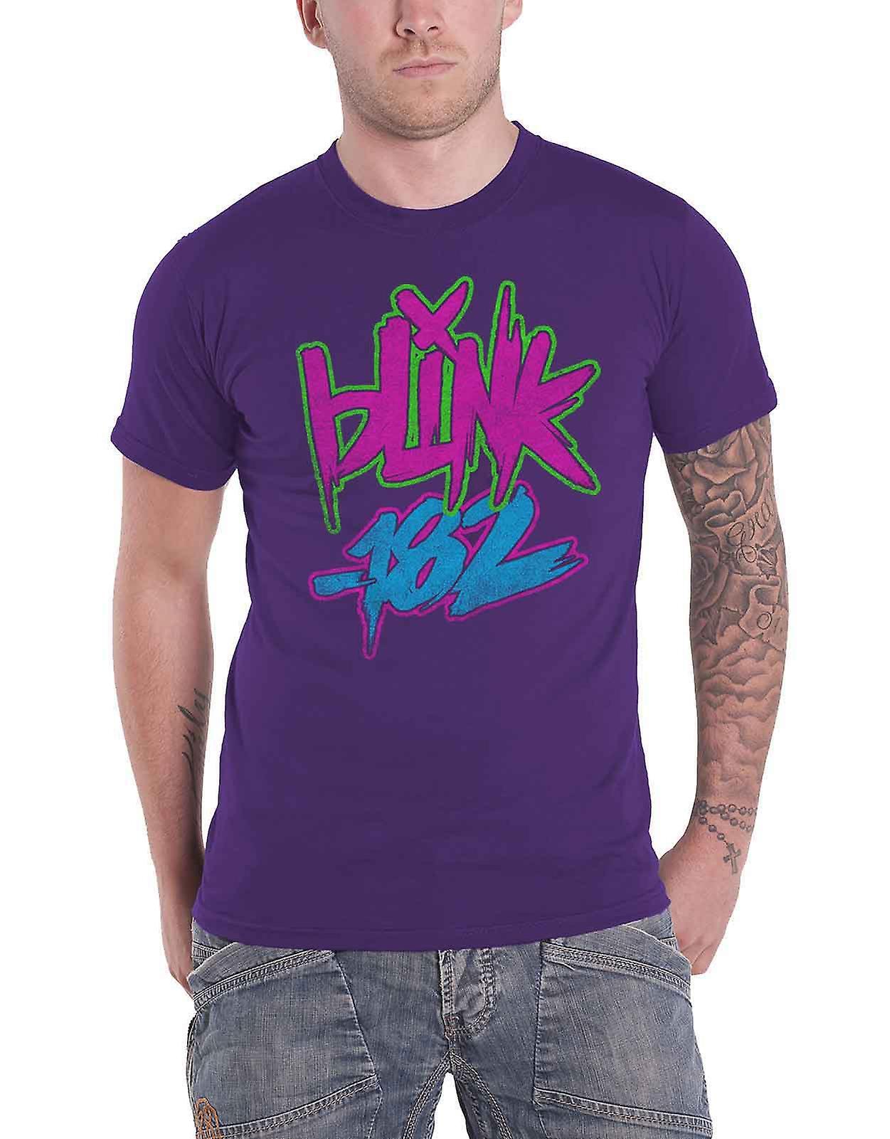 Blink-182 Neon Band Logo T Shirt Purple XXL