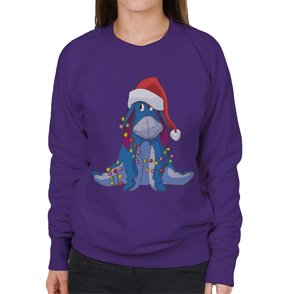 Disney Christmas Eeyore Tangled In Festive Lights Women's Sweatshirt Purple XX-Large