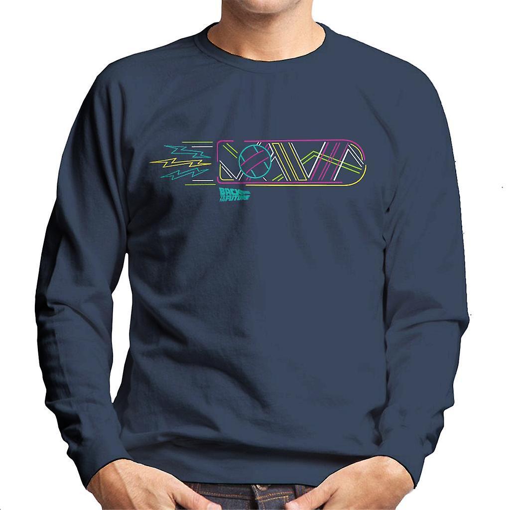 Back to the Future Neon Hoverboard Outline Men's Sweatshirt Navy Blue Large