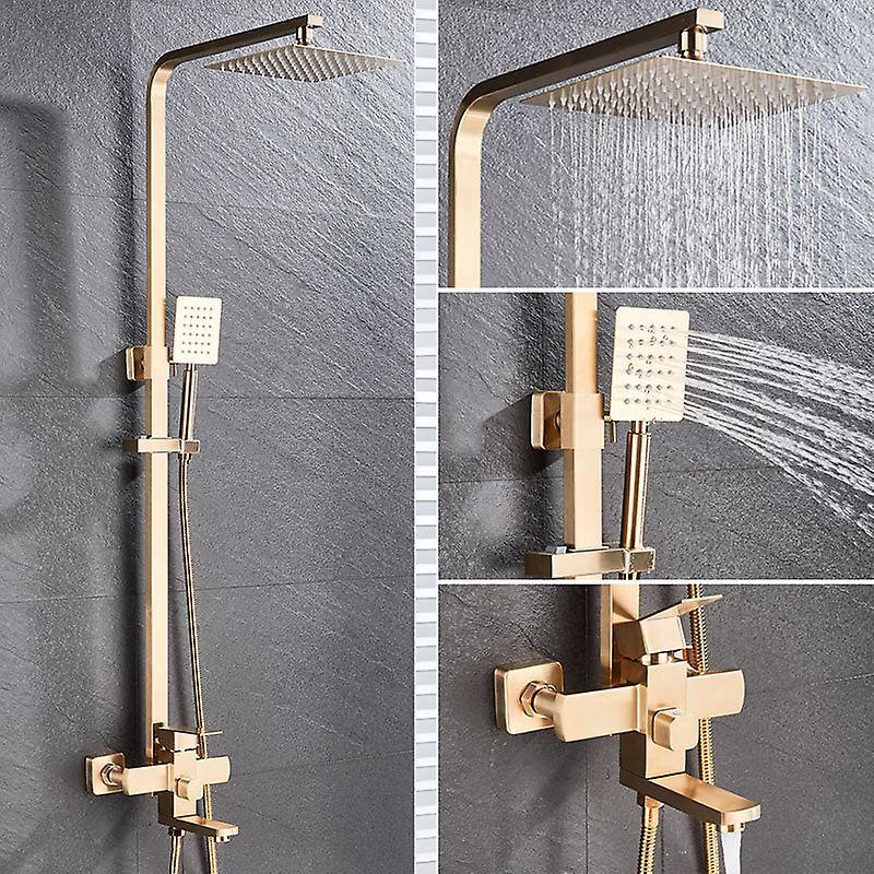 Slowmoose Shower Mixer Faucet Rotate Tub, Spout Wall-mounted Brushed Gold