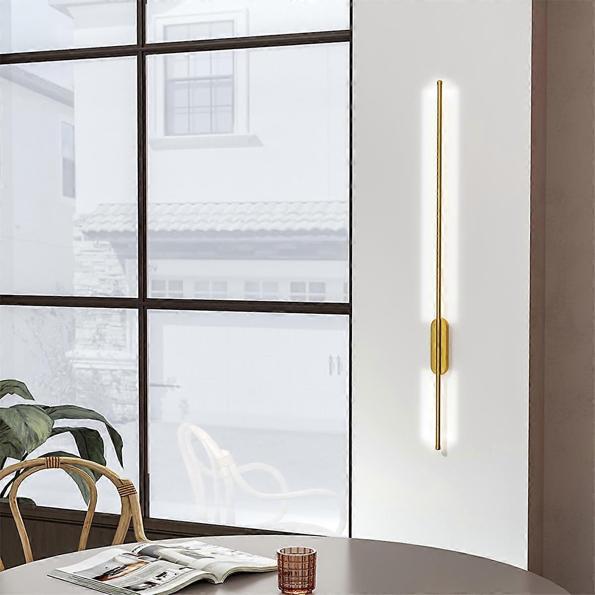 Living And Home Minimalist Gold Linear LED Wall Light Fixture , White Light 100cm