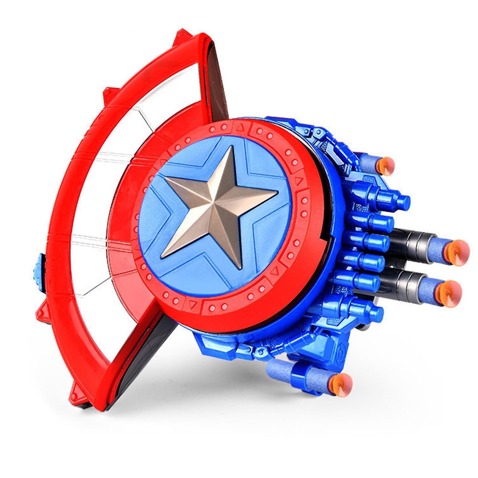 Unbrand Marvels Avenger Mech Strike Captain Americas Shield Role Play Toy With 20 Soft Bullets Pull Handle To Expand, For Kids Ages 5 And Up A1