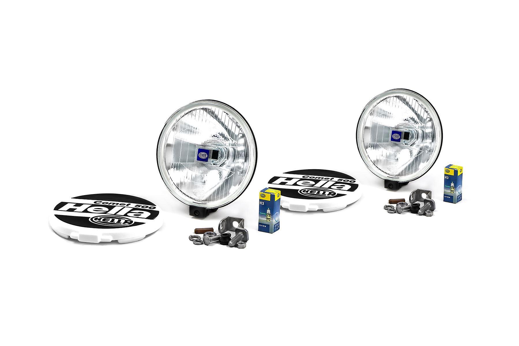 Hella Comet 500 Spotlight Clear Set Of 2 With Cover Bulb And Mounts