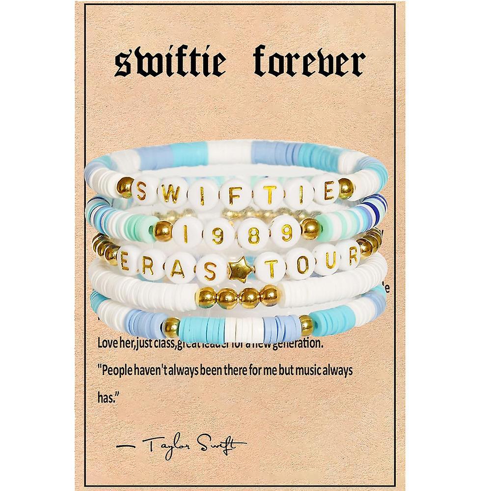 Manchalk 5pcs/set Taylor Swift Friendship Bracelet Outfits Jewelry Accessories Ts Concert Inspired Bracelets Gifts For Swiftie Fans Blue