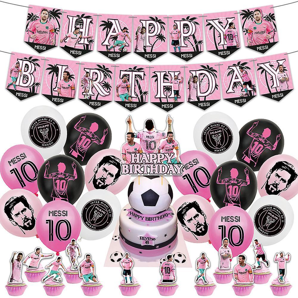 Mylight 30pcs/set Messi Themed Soccer Party Supplies,football Stars Party Decoration Includes Banner Cake Toppers Cupcake Toppers Balloons