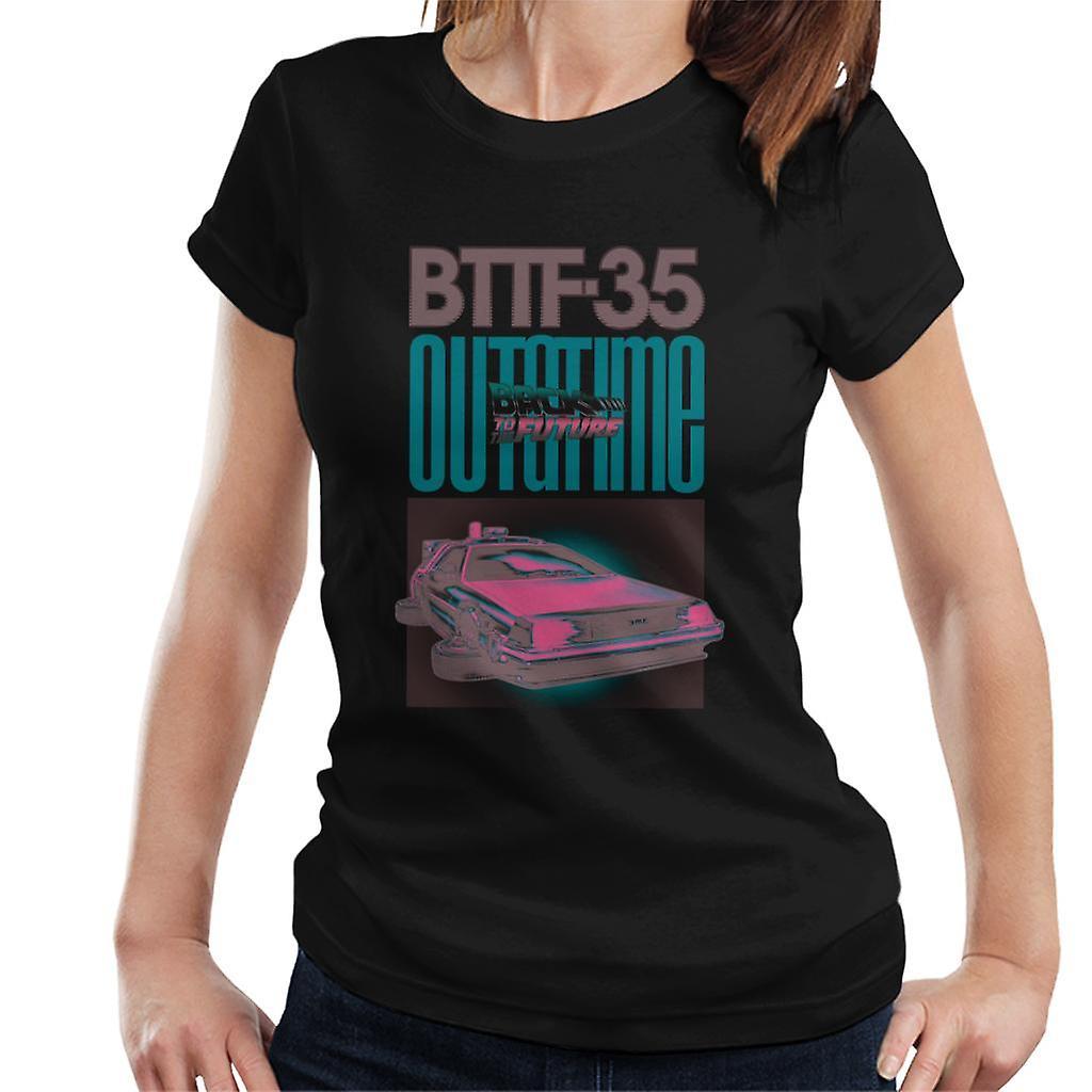 Back to the Future Delorean 35 Outatime Women's T-Shirt Black Medium