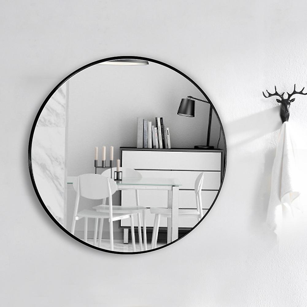 Living And Home 80cm Black Framed Wall Mirror Bathroom  Round Mirror