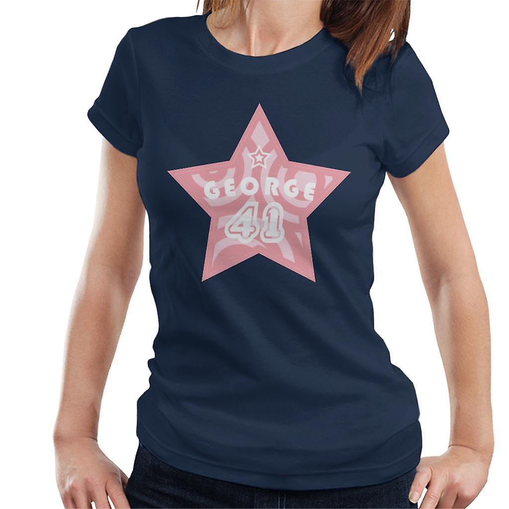 Curious George 41 Star Women's T-Shirt Navy Blue Small