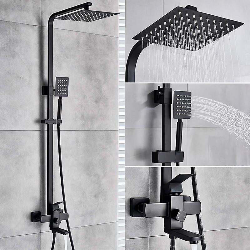 Slowmoose Shower Mixer Faucet Rotate Tub, Spout Wall-mounted Matte Black B