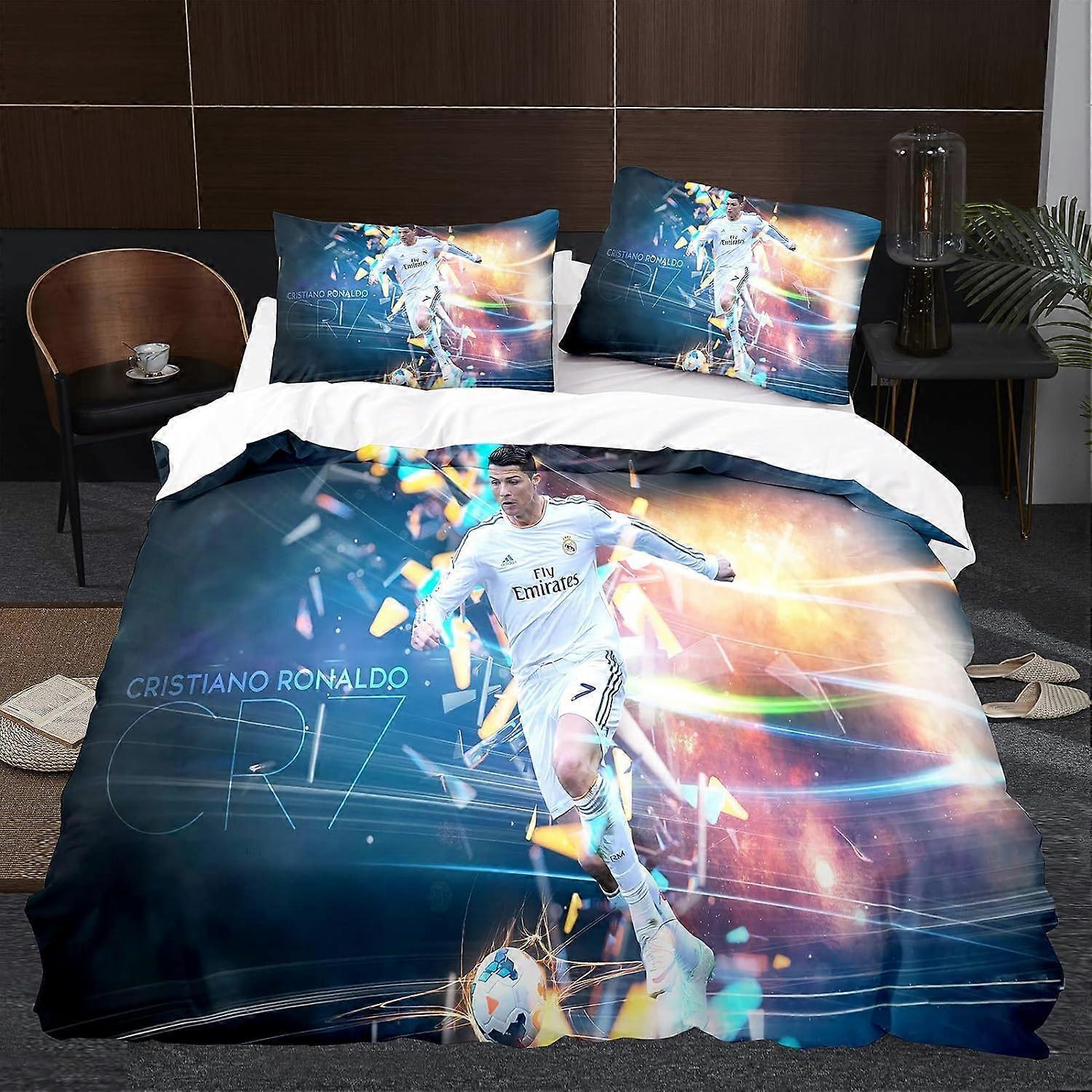 Kerota Cristiano Ronaldo Duvet Cover 100% Microfiber, 3D Digital Printed Bedding Set, 3 Piece Single135x200cm