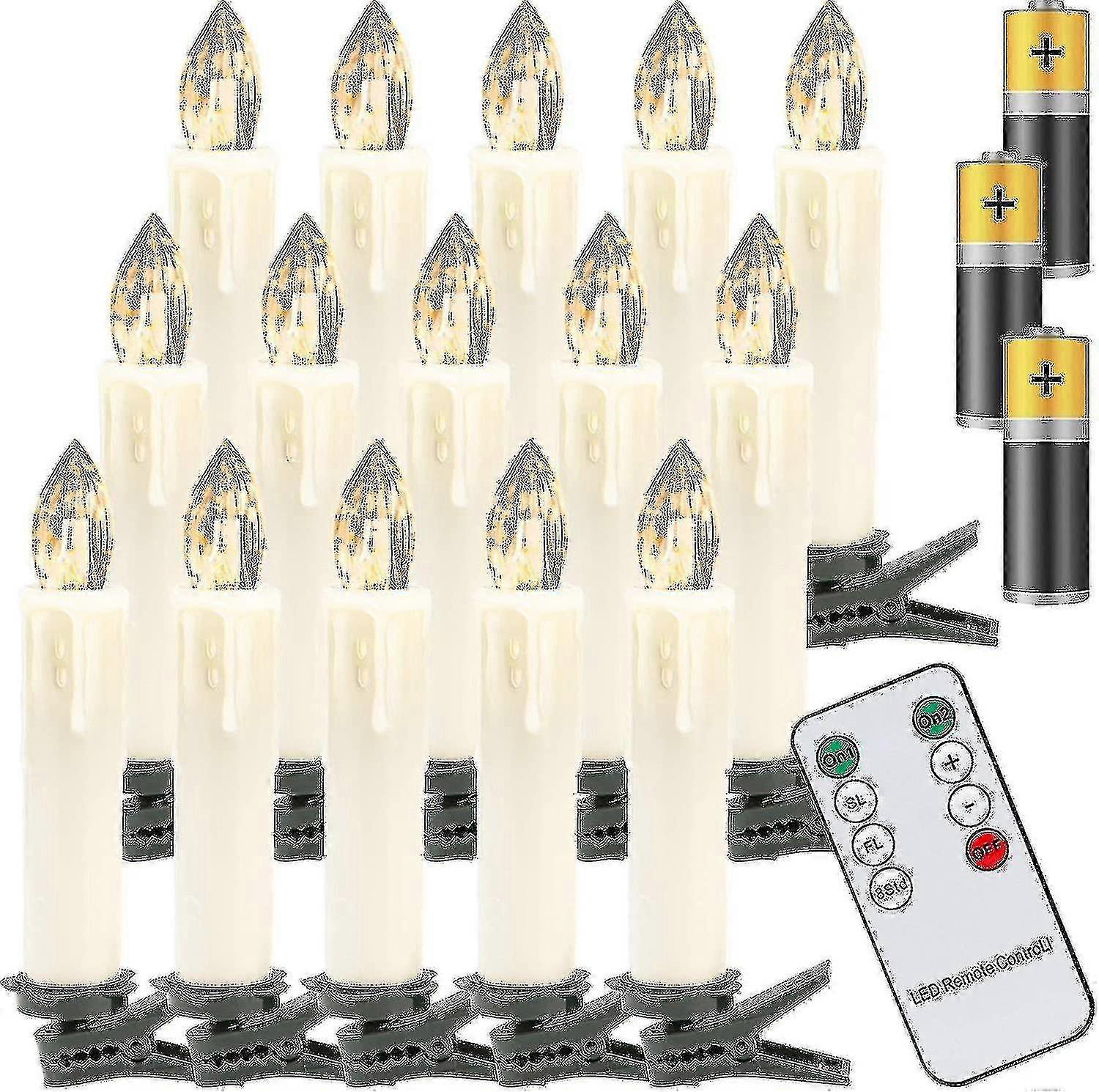 Aodai 40x Led Christmas Candles, Wireless White Hot Christmas Tree Candles, With Remote Control And Batteries, Dimmable Led Candles, Ip44, Compatib..