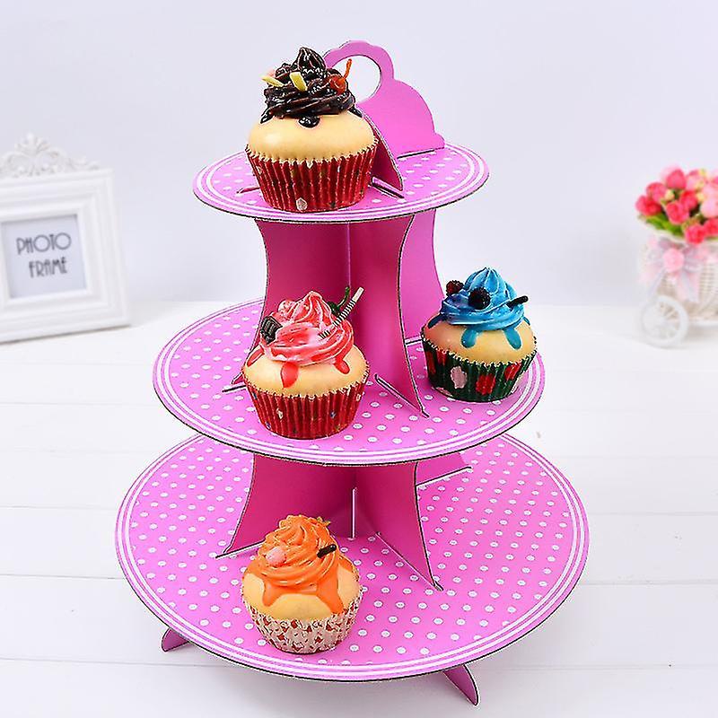 Tianzun 3- Tier Cardboard Cupcake Stand Polka Dot Dessert Stand For Birthdays, Party