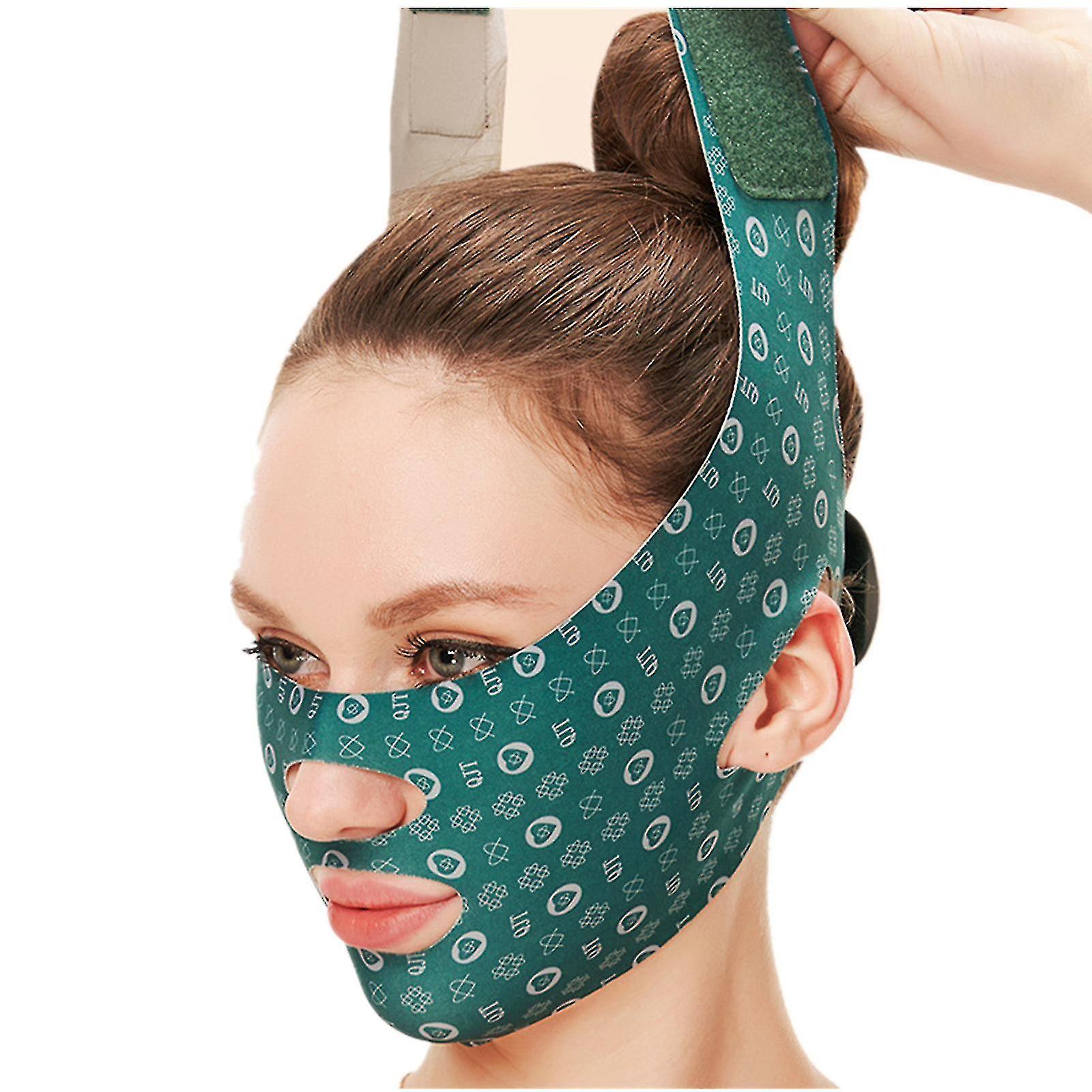 Syhsj V Line Facial Bandage High Elastic Double Chin Removal Strap Face Lifting Firming Bandage Green