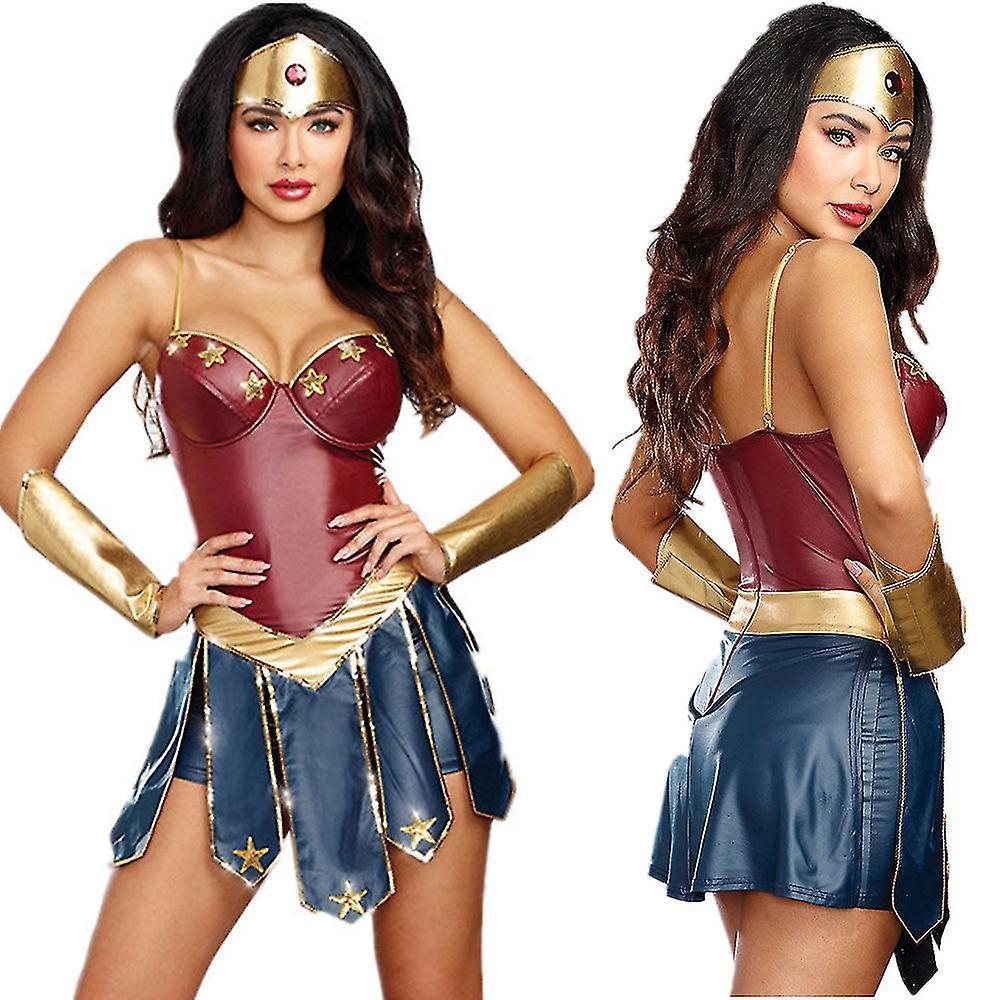 Shznv Women's Wonder Woman Cosplay Costume Roleplay Party Fancy Dress Outfit Set M