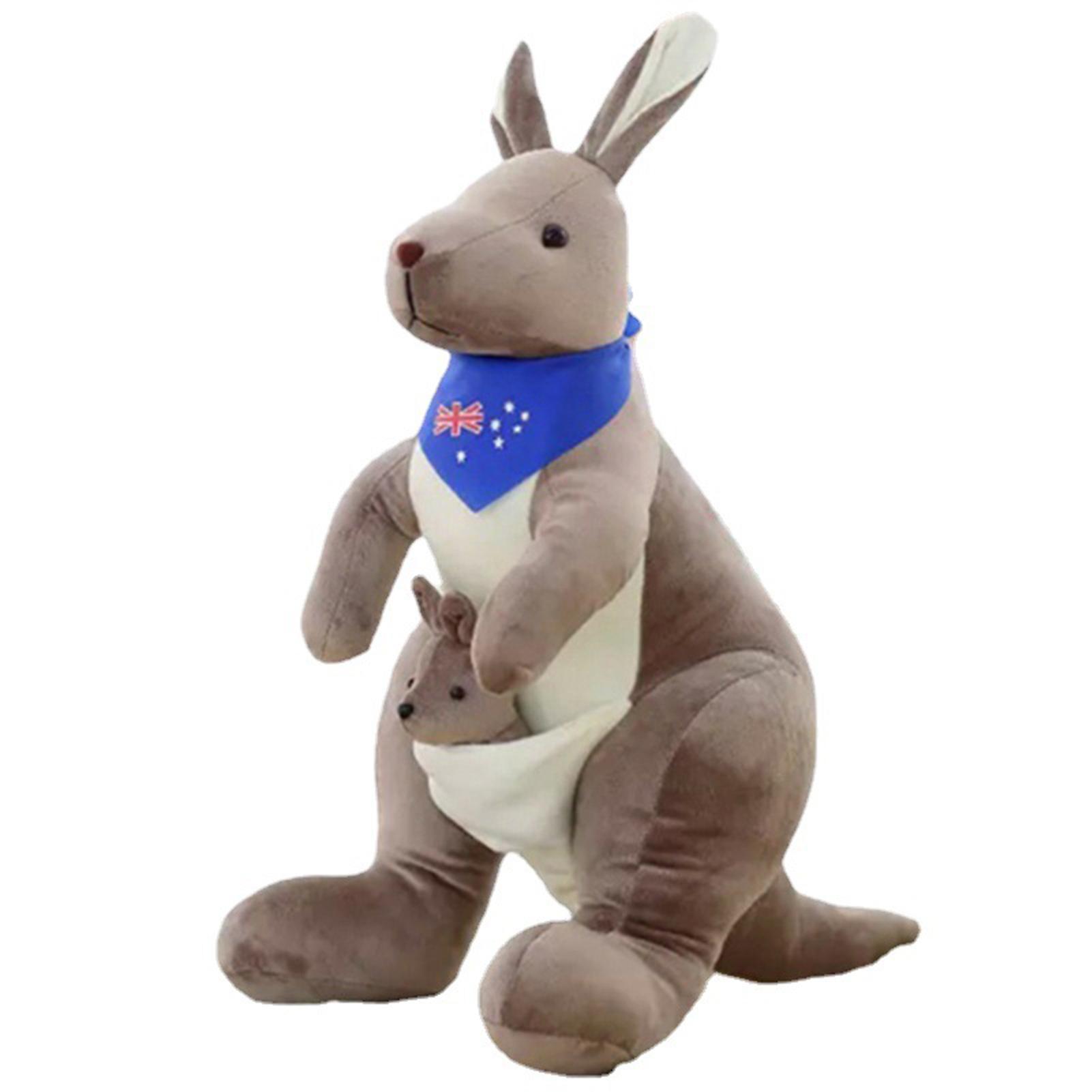 Remorui Kangaroo Plush Doll Stuffed Animal Toy Simulation Kangaroo Mother & Baby Kangaroo Doll Plushies Decoration M,B