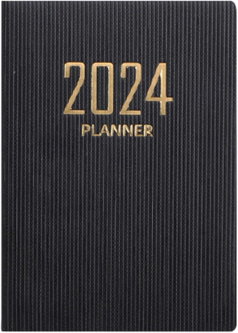 Wjiaer 2pcs, 2024 Planner 2024 Calendar 12 Month Planner 2024-2025 Daily Weekly and Monthly Agenda Notebook A7 PU Leather CoverBLACK