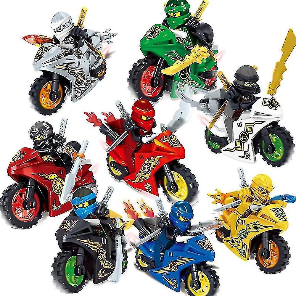 Zhenv 8pcs Ninjago Motorcycle Set Minifigures Ninja Mini Figures Blocks Toys For Kids Adult