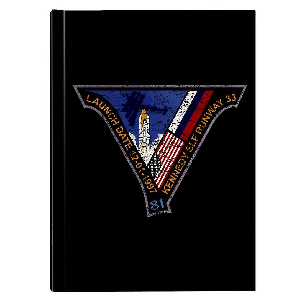 NASA STS 81 Atlantis Mission Badge Distressed Hardback Journal Black 13 x 18.5 cm