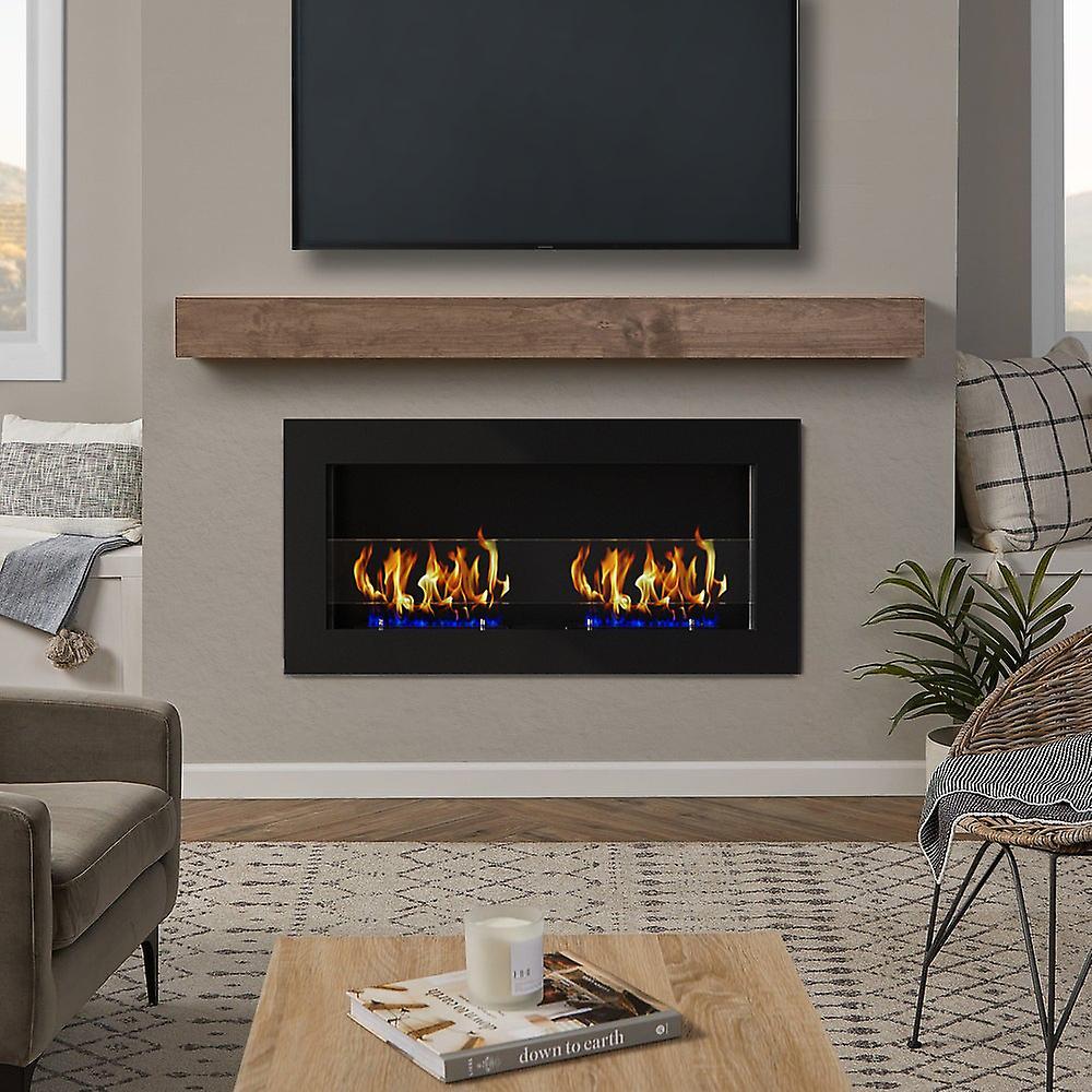 Living And Home 90Cm Wall Mounted Recessed Bio Ethanol Fireplace