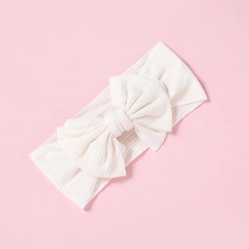 Slowmoose Baby Headband, Elastic Turban Hairband Bows style8 white