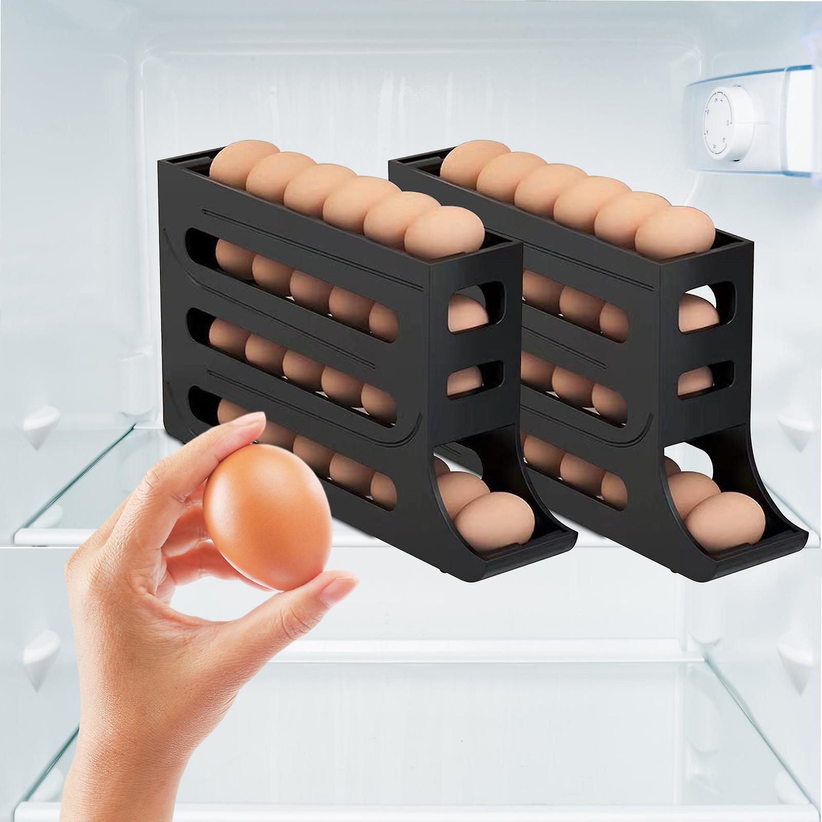 Baodan 4 Tiers Eggs For Fridge  Auto Rolling Fridge Eggs Organizer Space-Saving Eggs Dispenser 30 Eggs Fridge Eggs Rack Large Capacity Eggs Dispens...