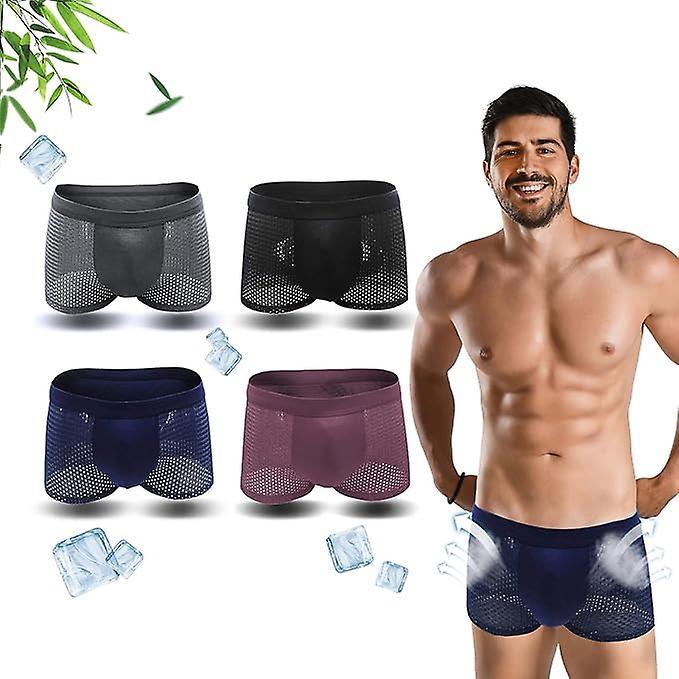 Lelinker Bamboo Boxer Briefs,Boxhero Bamboo Boxers Shorts Men-For All-Day Comfort,Bamboo Underwear Men,Bamboo Shorts Men 4 color L