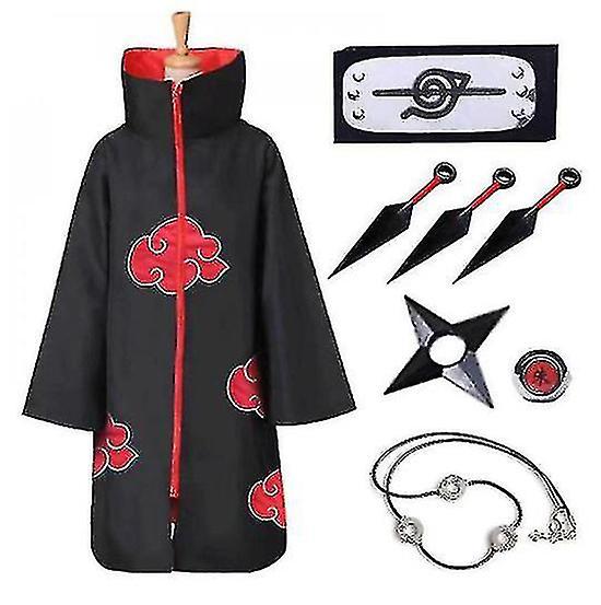 Mmcici Cloak Cosplay Costume Kit Itachi Robe Cosplay Long Cape 8 Pieces/set 155CM