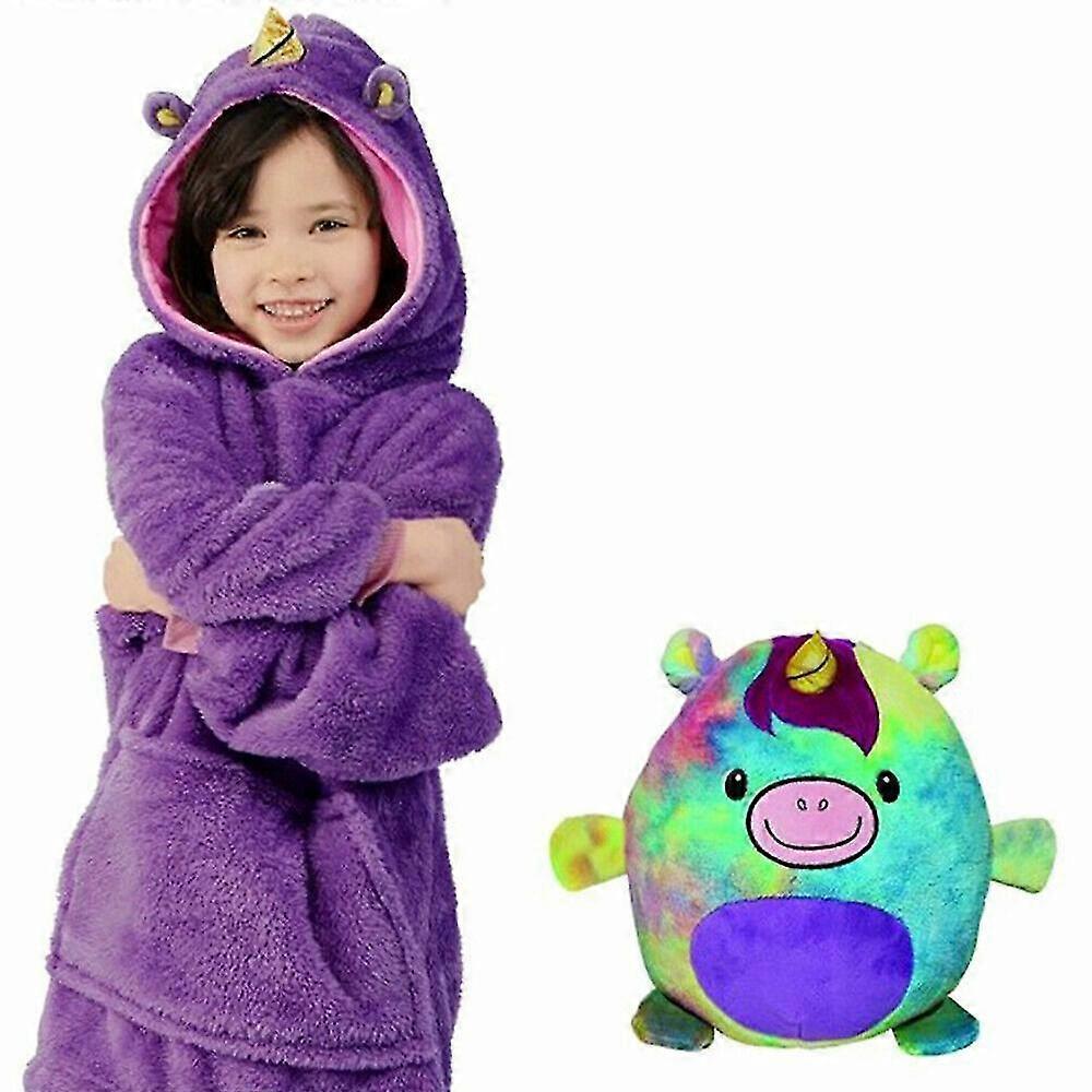 Unbrand Blanket Sweatshirt Pets Hoodie Plush Blanket Soft Warm Kids Coat Fk Purple