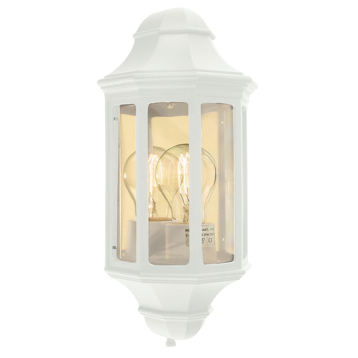 Malaga Mini 1 Light Outdoor Wall Half Lantern Light White IP44 E27