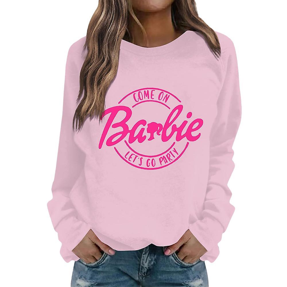 Vicbuy Unisex Barbie Theme Swetshirt Printed Pink Power Long Sleeve Pullover Sweatshirt Pink 2 L