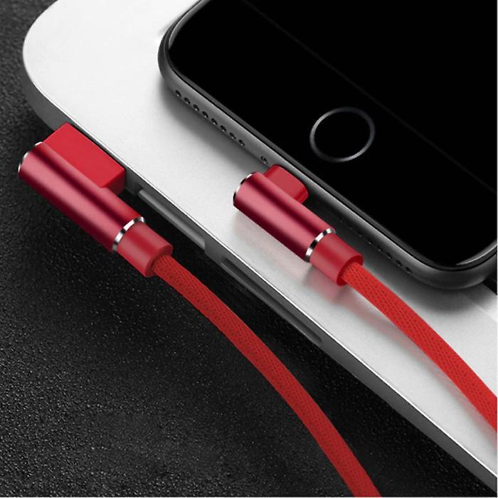 Nohon iPhone Lightning Charging Cable 90 ° - 2 Meter - Braided Nylon Charger Data Cable Android Red