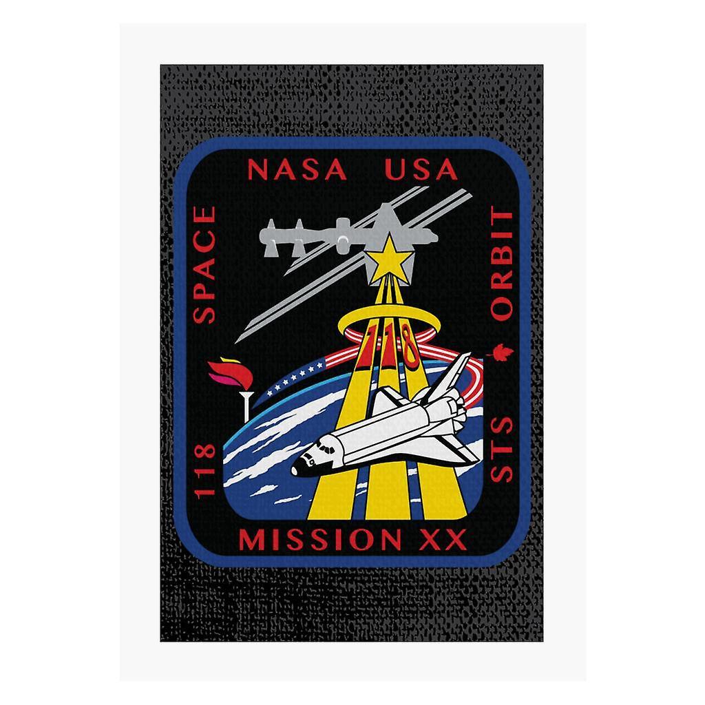 NASA STS 118 Space Shuttle Endeavour Mission Patch A4 Print Black 21cm x 29.7cm