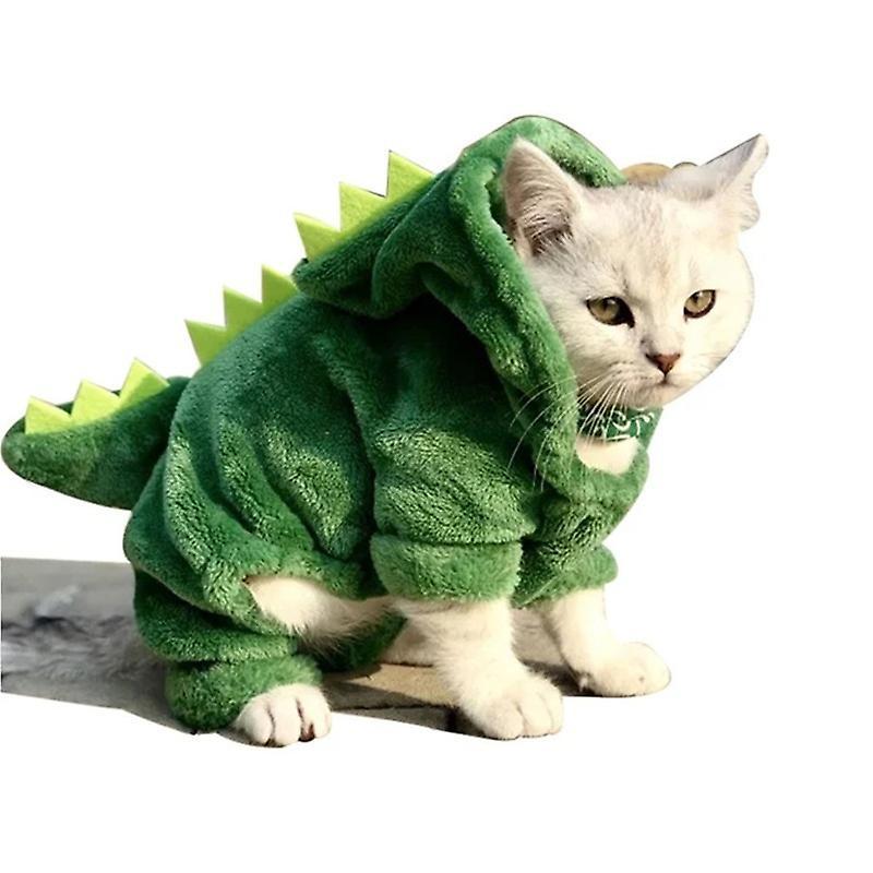 BF SOCIETY Pet Cat Clothes Puppy Dog Cat Funny Dinosaur Costume Winter green M