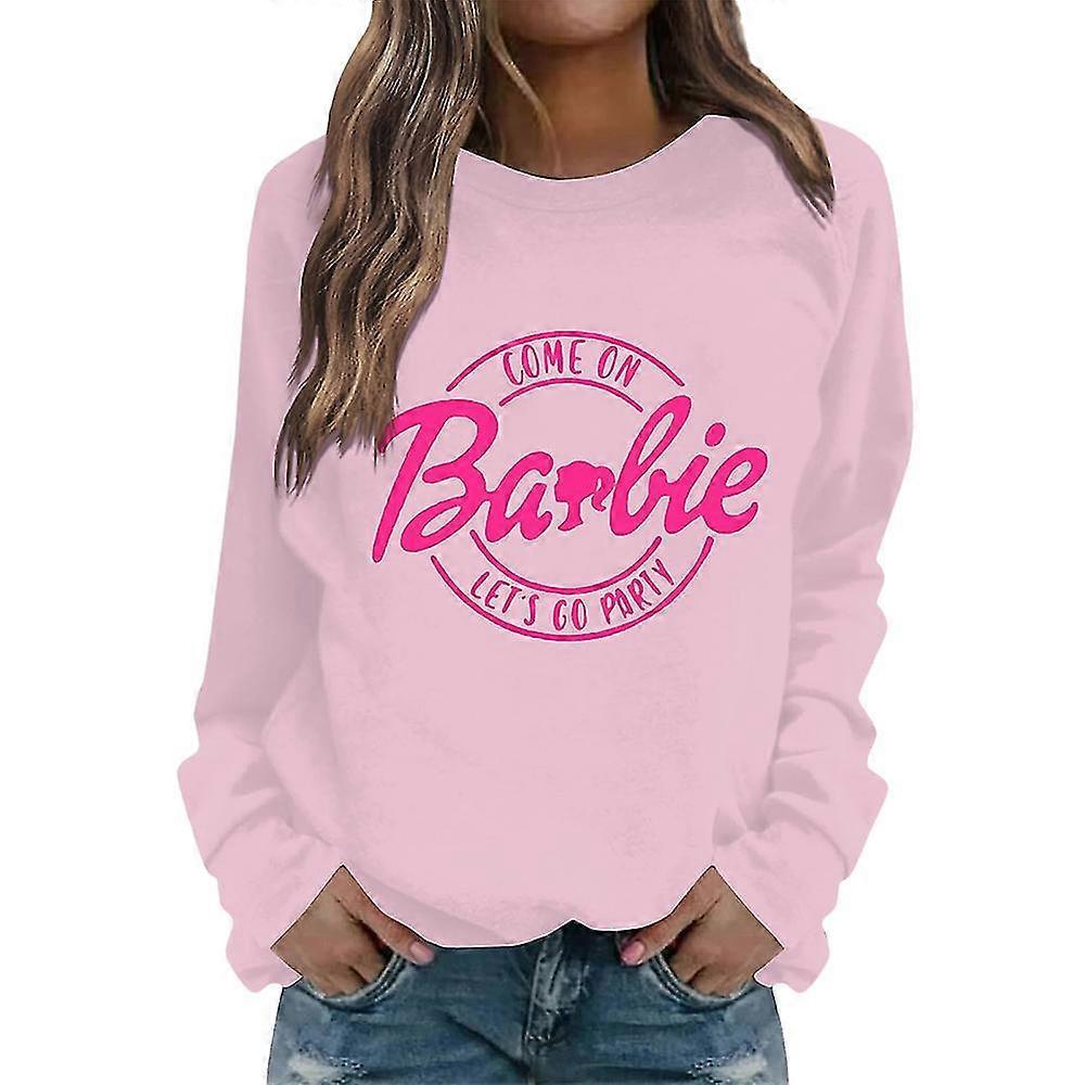 Unbrand Barbie Womens Ladies Printed Long Sleeve T-shirt Sweatshirt Pullover Blouse Tops,WHBYV Pink 2 XL