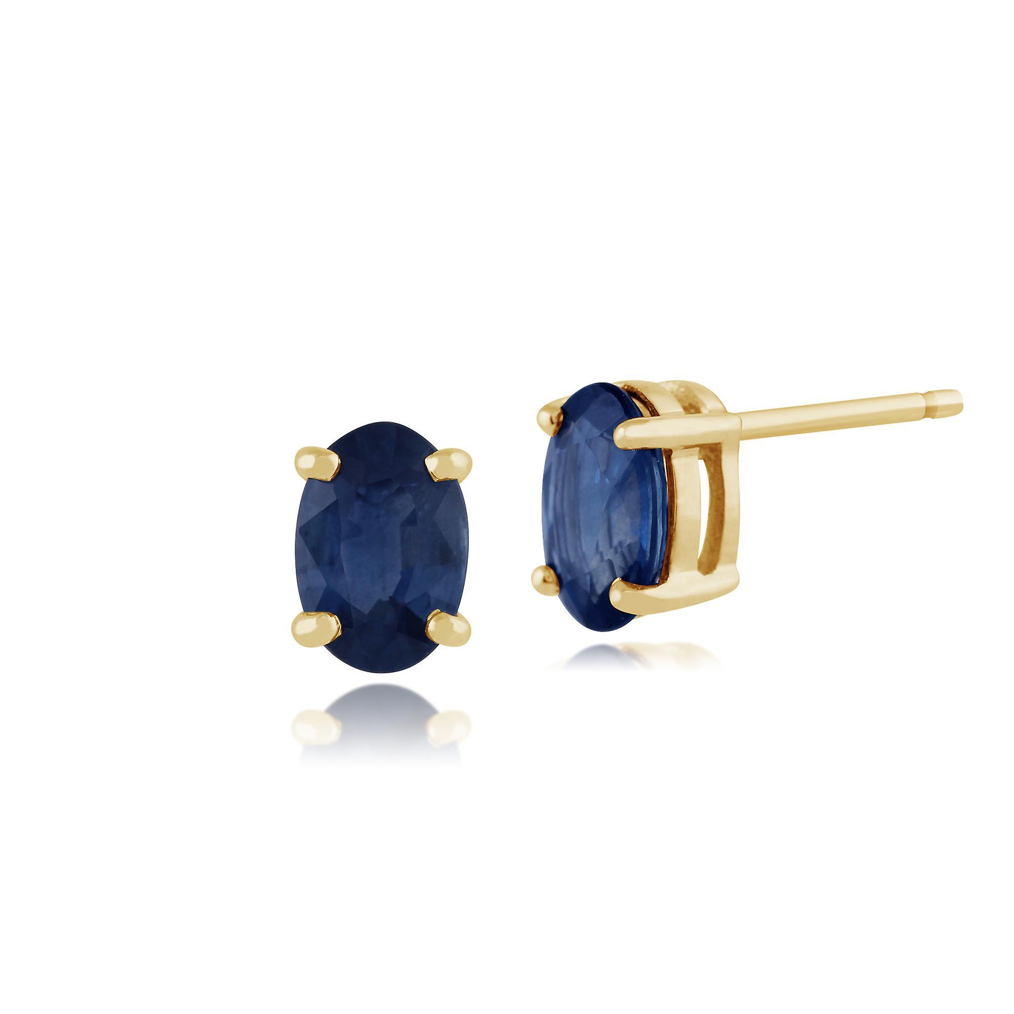 Gemondo Classic Oval Light Blue Sapphire Stud Earrings in 9ct Yellow Gold 6x4mm 135E0918189 One Size