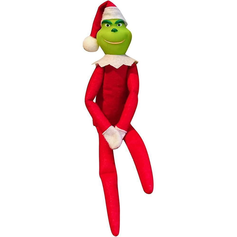 Lequeen 33cm Christmas Couple The Grinch Plush Doll Toy Xmas Decor Ornament Kids Gift Red