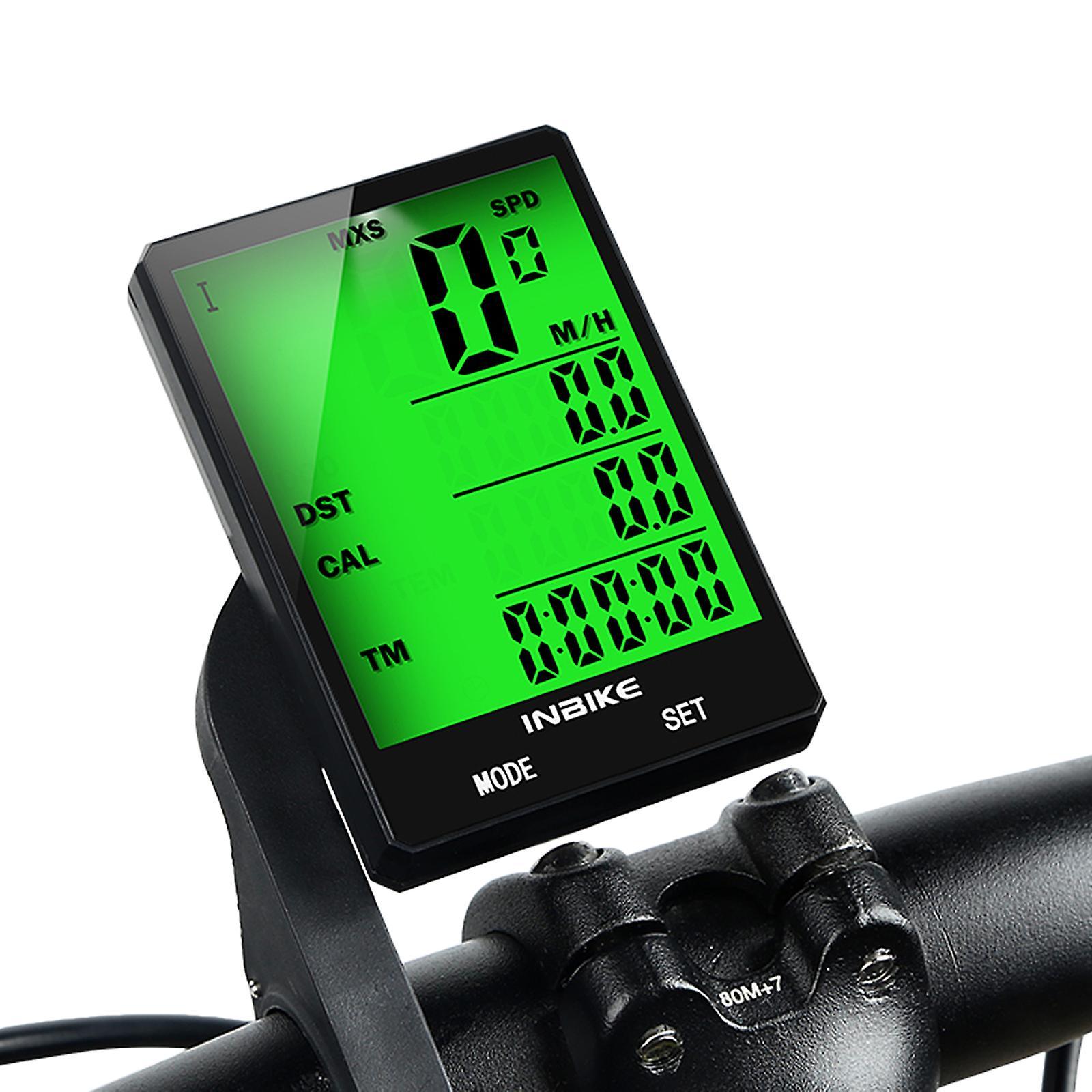 INBIKE 2.8 inch Bike Wireless Computer Multifunction Rainproof Riding Bicycle Odometer Cycling Speedometer Stopwatch Backlight Display Green