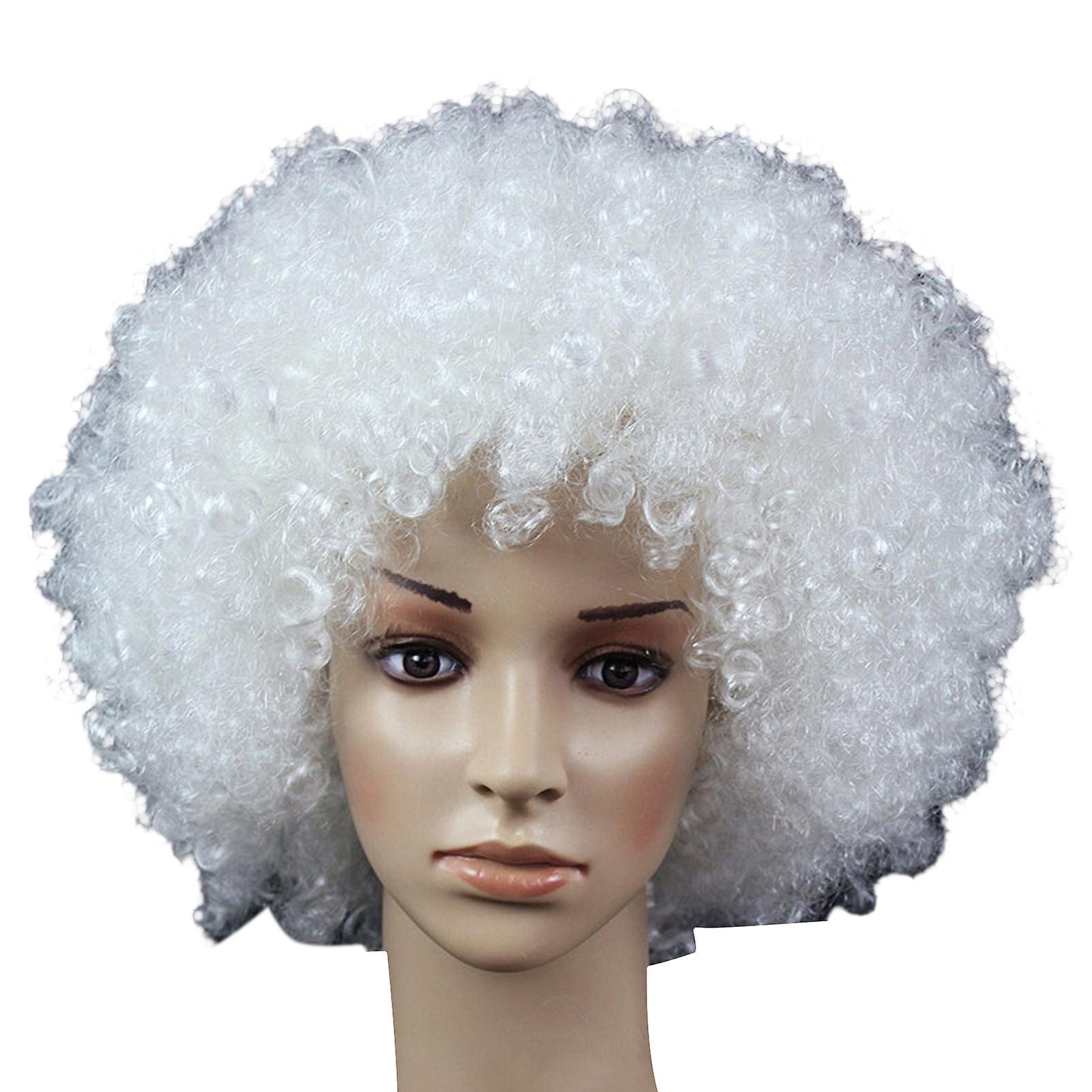 Popubear Explosion Wig Fluffy Extend Hairs Lightweight Clown Circus Fancy Dress Hair Props Party Wig For Adult White