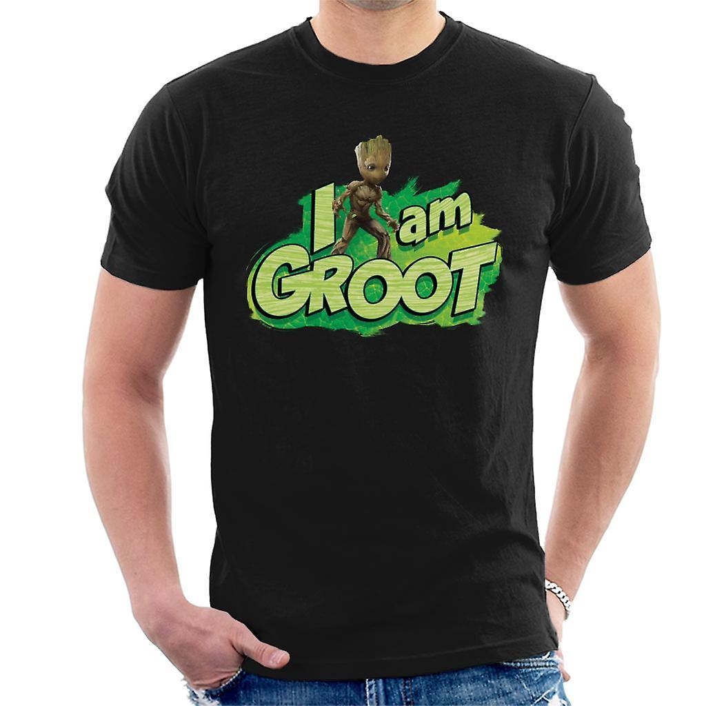 Marvel Guardians Of The Galaxy Vol 2 I Am Groot Leaf Men's T-Shirt Black Small